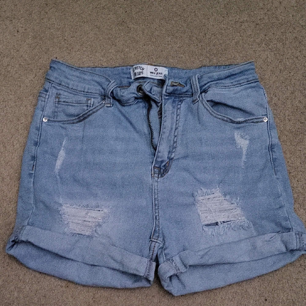 Wax Jean Light Blue Distressed Denim Shorts